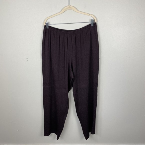 Citron Santa Monica Textured Silk Pants Womens Plus Size 1X Brown Pull On